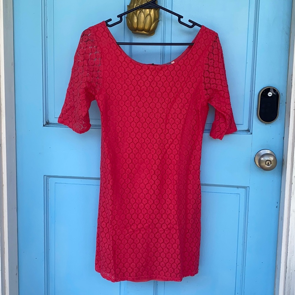 Buttons Dress Hot Pink Lacy Zippered size M